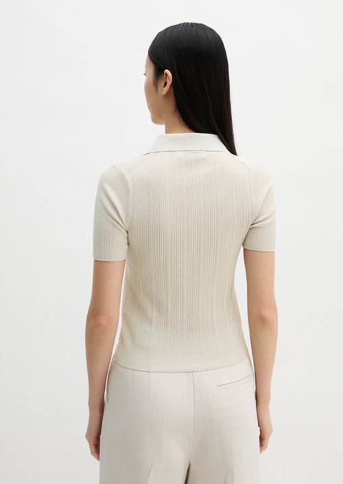 Ribbed knit polo slim — Grey Silk