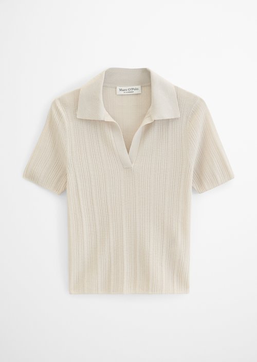 Ribbed knit polo slim — Grey Silk