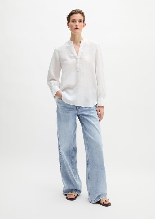 Linen tunic A-shape — White