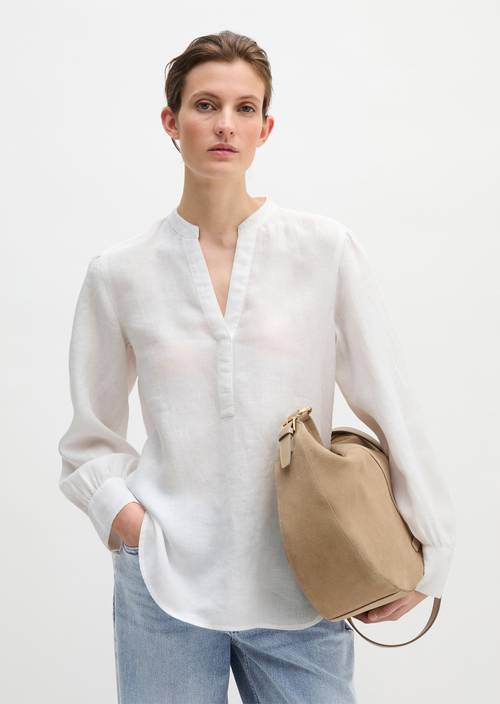 Tunique en lin A-Shape White en vue de face