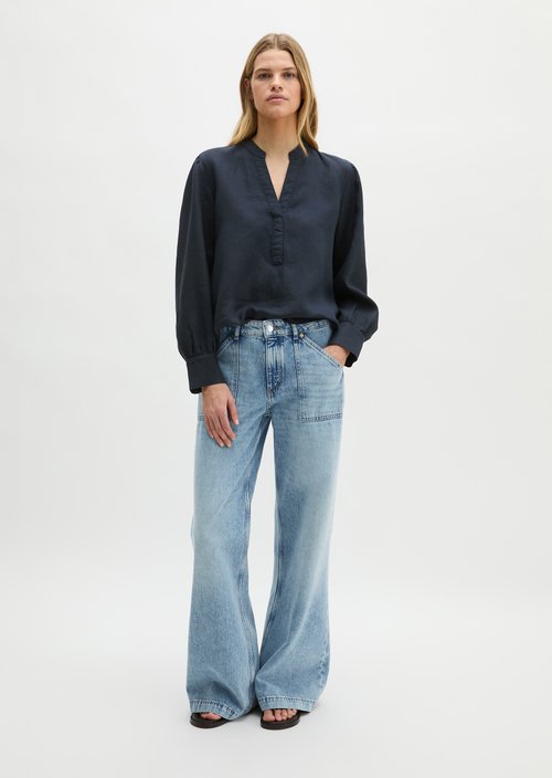 Linen tunic A-shape — Deep Night Blue