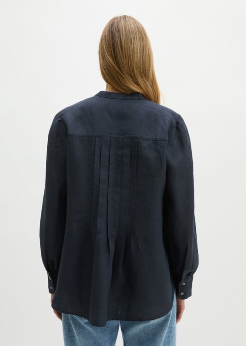 Linen tunic A-shape — Deep Night Blue
