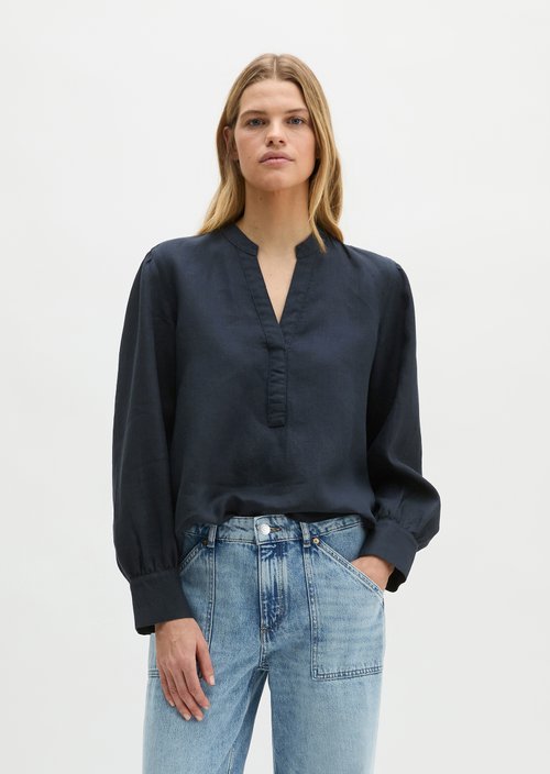 Linen tunic A-shape — Deep Night Blue