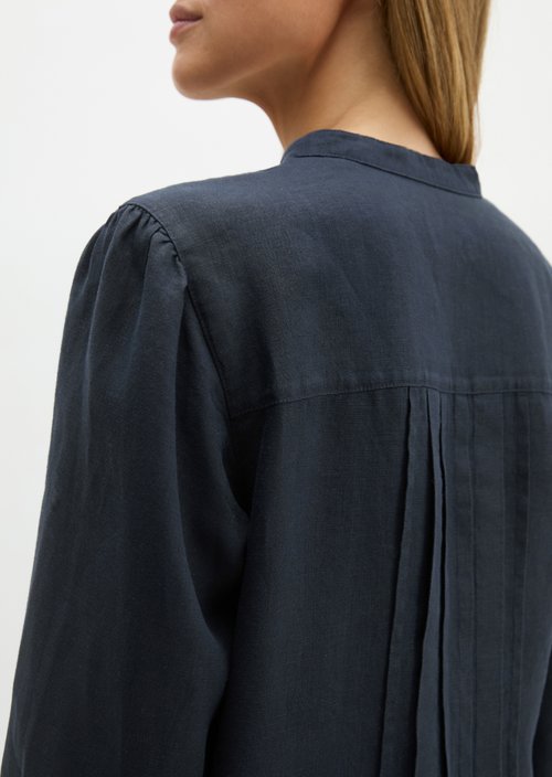Linen tunic A-shape — Deep Night Blue