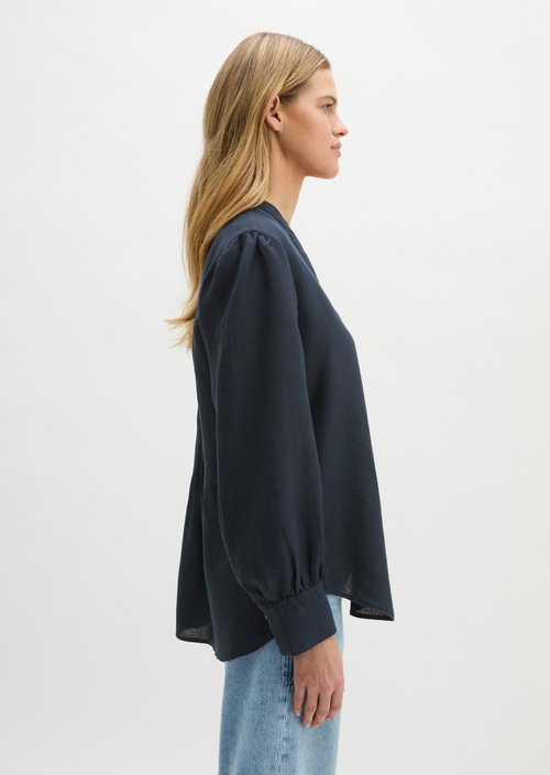 Linen tunic A-shape — Deep Night Blue