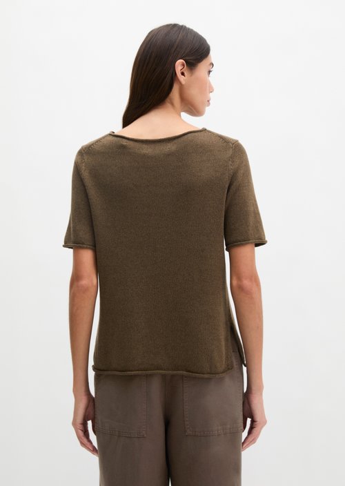 Regular short-sleeved sweater — Burnt Coffee Melange
