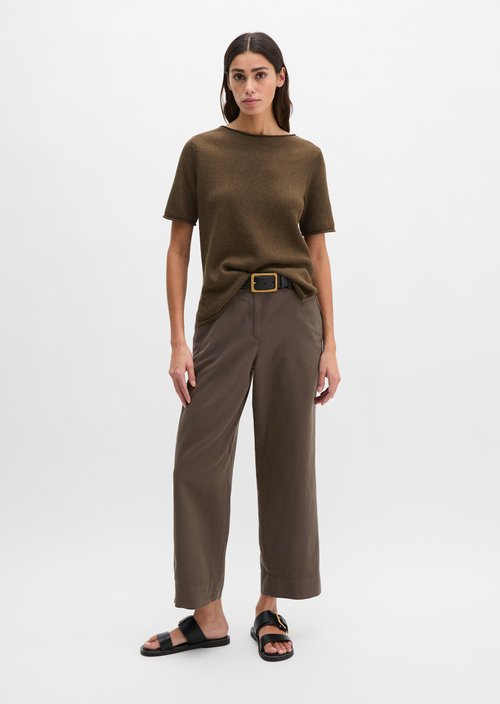 Regular short-sleeved sweater — Burnt Coffee Melange