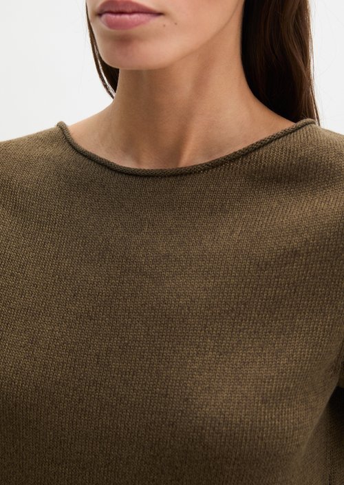 Regular short-sleeved sweater — Burnt Coffee Melange