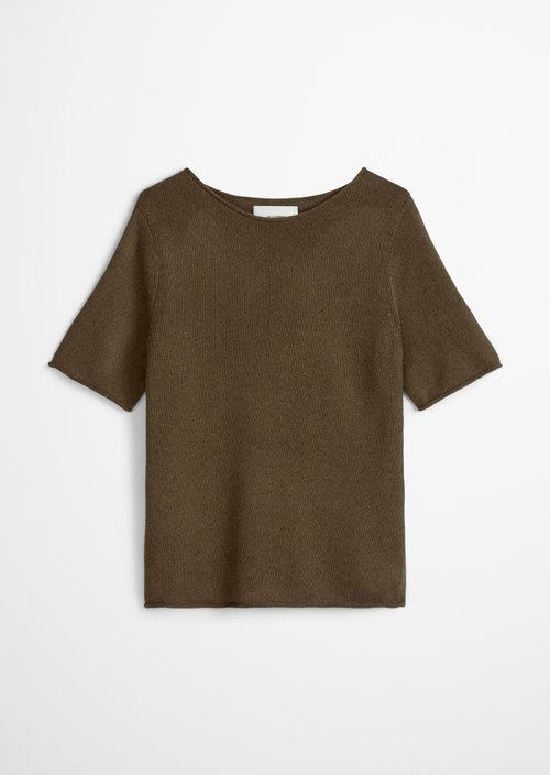 Regular short-sleeved sweater — Burnt Coffee Melange