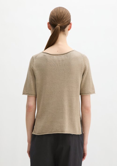 Regular short-sleeved sweater — Earthy Taupe