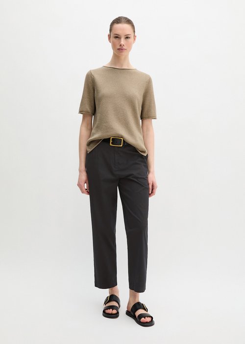 Regular short-sleeved sweater — Earthy Taupe