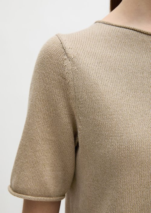 Regular short-sleeved sweater — Earthy Taupe