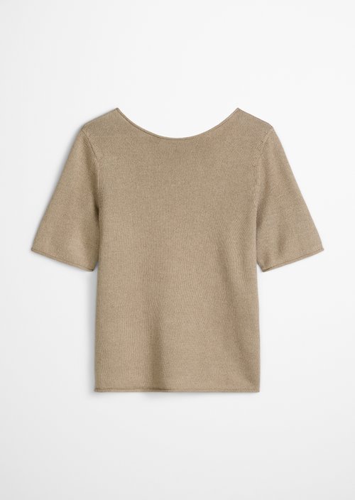 Regular short-sleeved sweater — Earthy Taupe