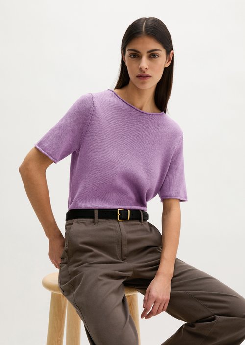 Regular short-sleeved sweater — Warm Lilac