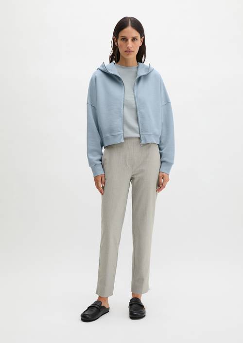 Pinstripe trousers model Malin slim Light Grey in front view