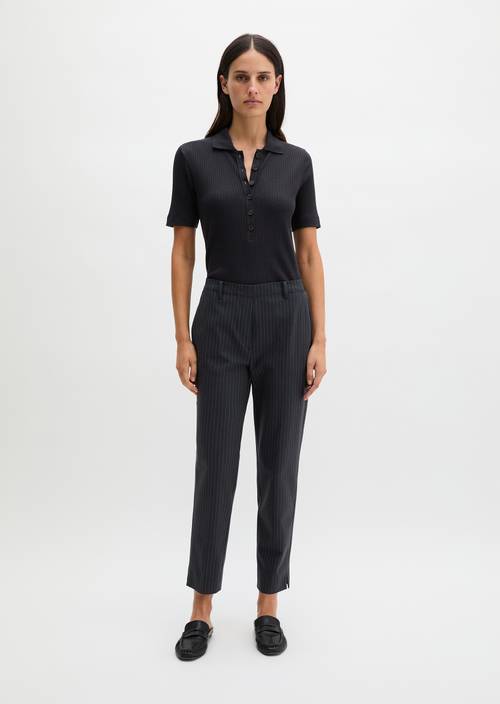 Pinstripe trousers model Malin slim Dark Blue in front view