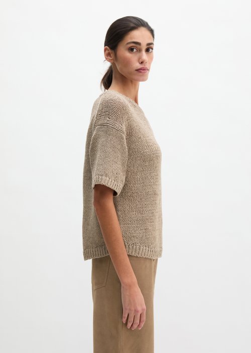 Short sleeve sweater loose — Earthy Taupe