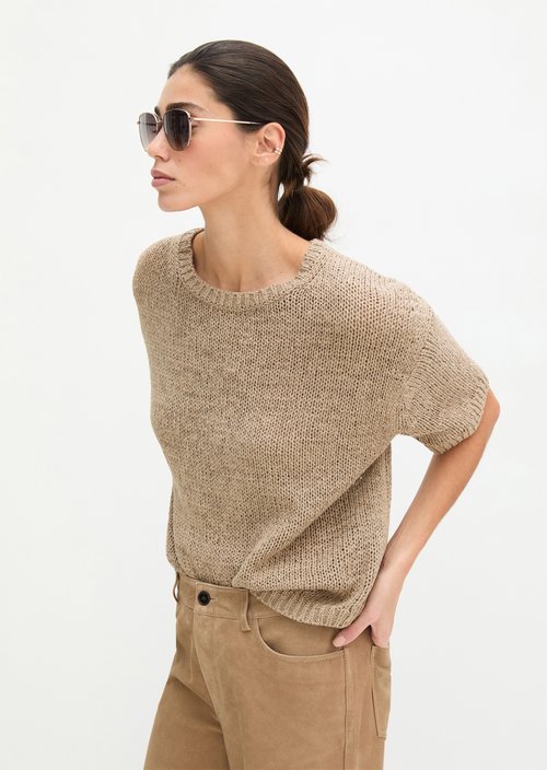 Short sleeve sweater loose — Earthy Taupe