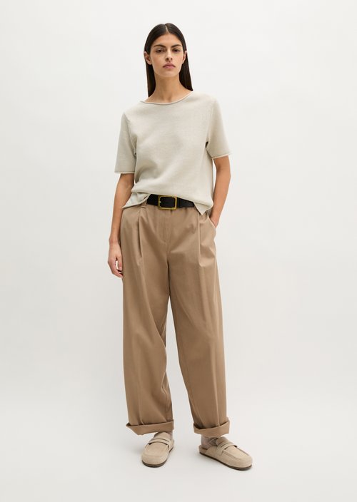 Regular short-sleeved sweater — Grey Silk