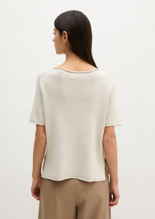 Regular short-sleeved sweater — Grey Silk