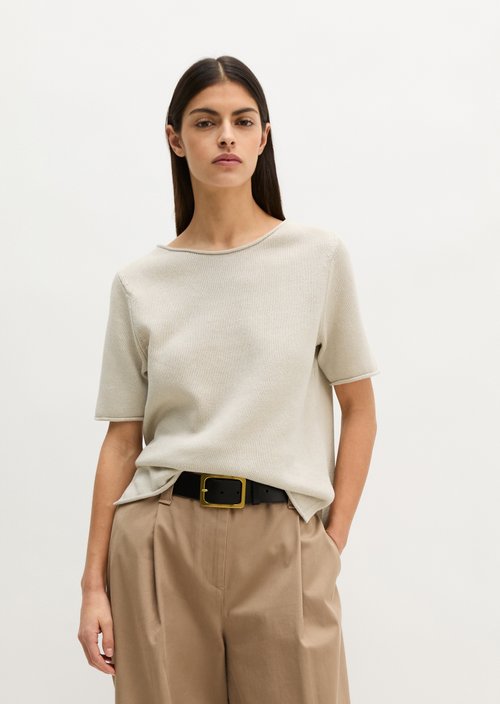 Regular short-sleeved sweater — Grey Silk