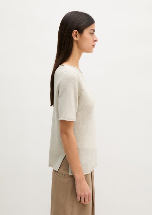 Regular short-sleeved sweater — Grey Silk