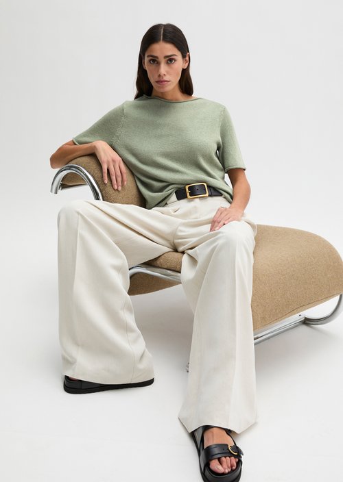 Regular short-sleeved sweater — Fresh Sage