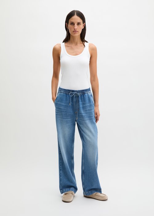Joggpants straight cropped — Medium Blue