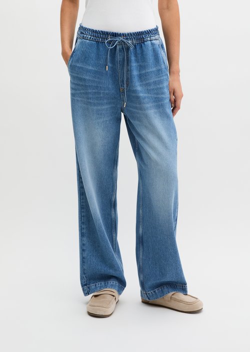 Joggpants straight cropped — Medium Blue