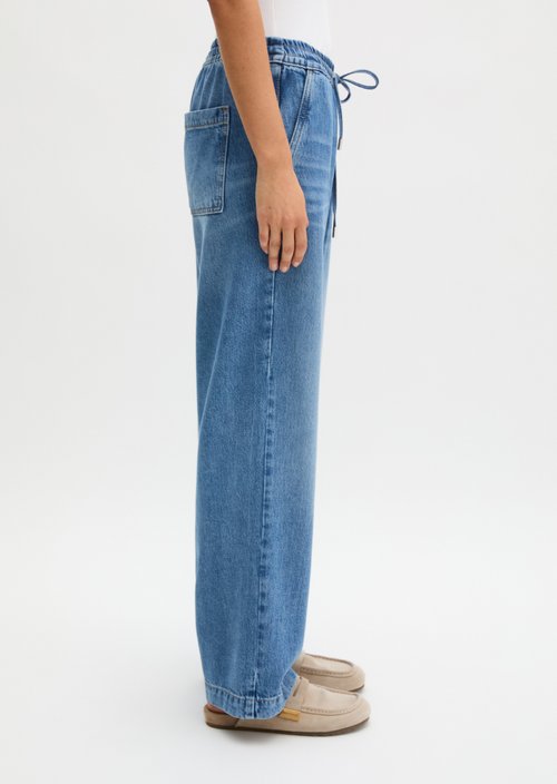 Joggpants straight cropped — Medium Blue