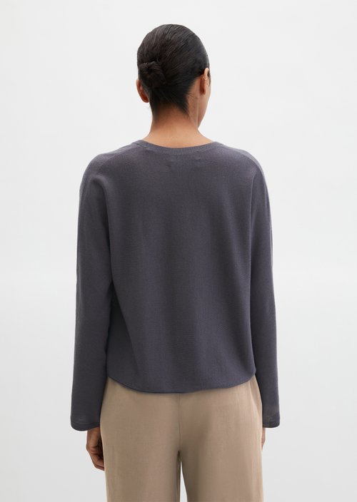 V-Neck-Pullover oversize — Blue Graphite