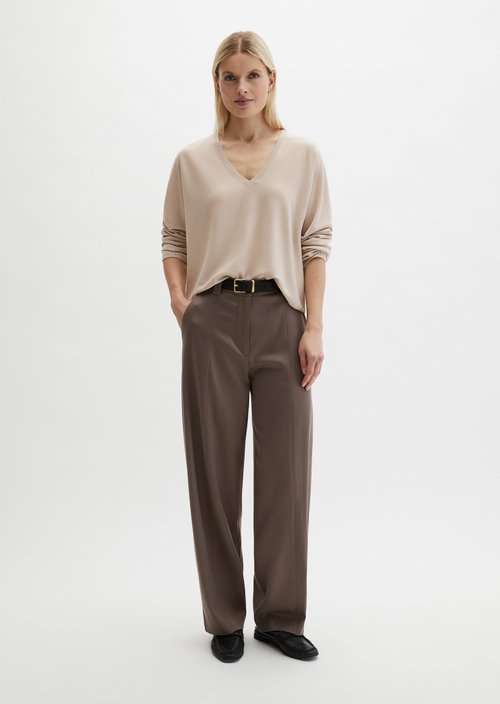 V-Neck-Pullover oversize — Linen Beige