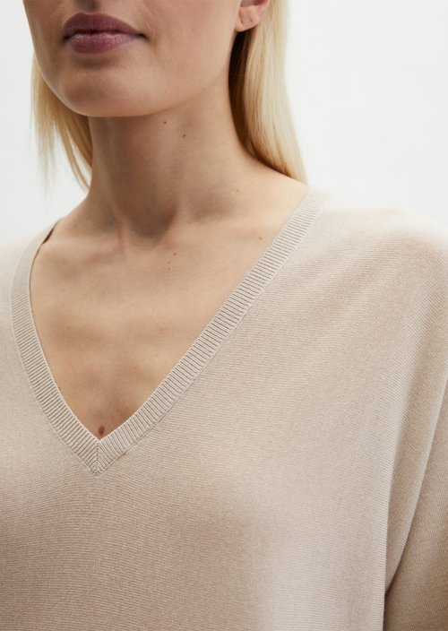 V-Neck-Pullover oversize — Linen Beige