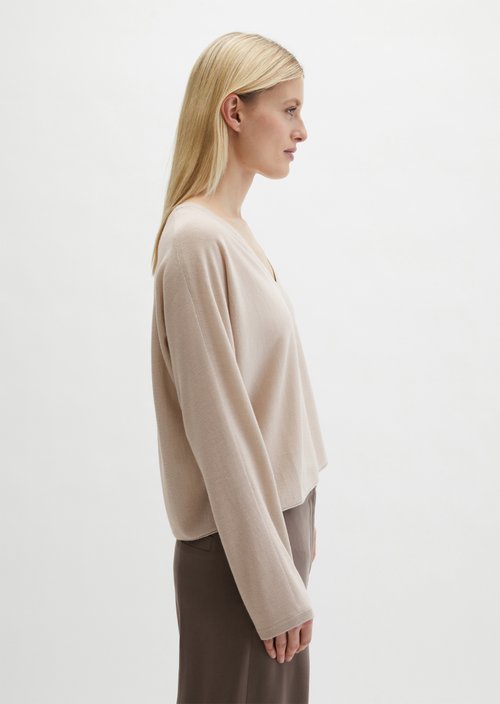 V-Neck-Pullover oversize — Linen Beige