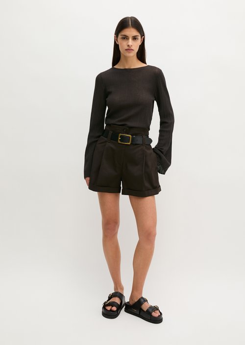 Fine knit sweater slim — Burnt Coffee