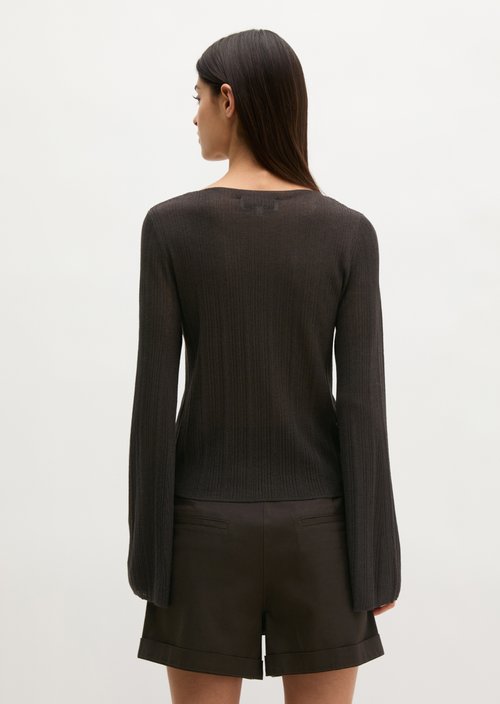 Fine knit sweater slim — Burnt Coffee