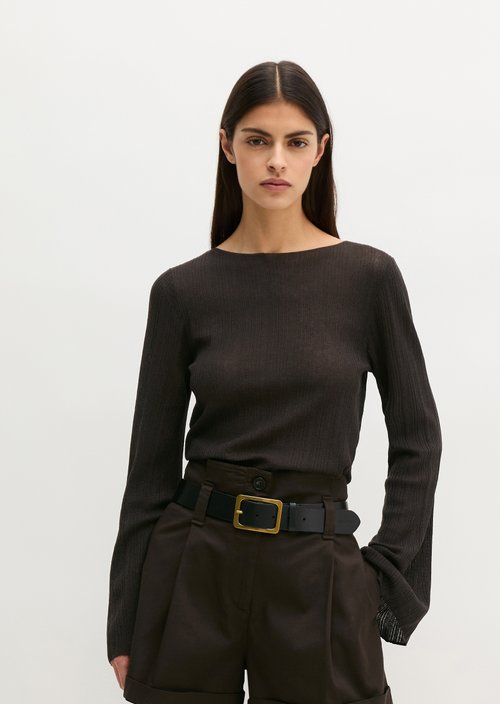 Fine knit sweater slim — Burnt Coffee