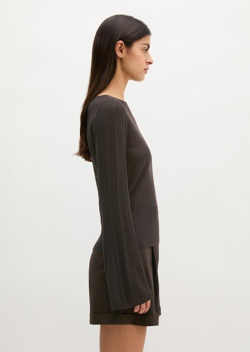 Fine knit sweater slim — Burnt Coffee
