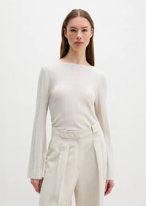 Fijn gebreide trui slim Grey Silk in vooraanzicht