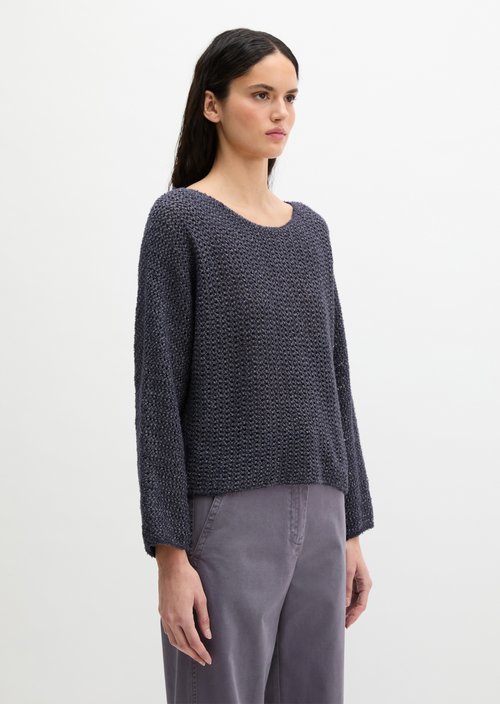 Ajour sweater loose — Dark Blue