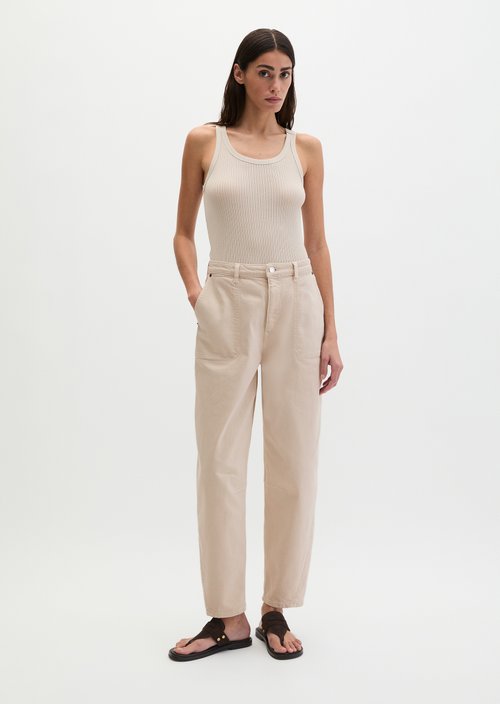 Pants model Lara barrel cropped — Grey Silk