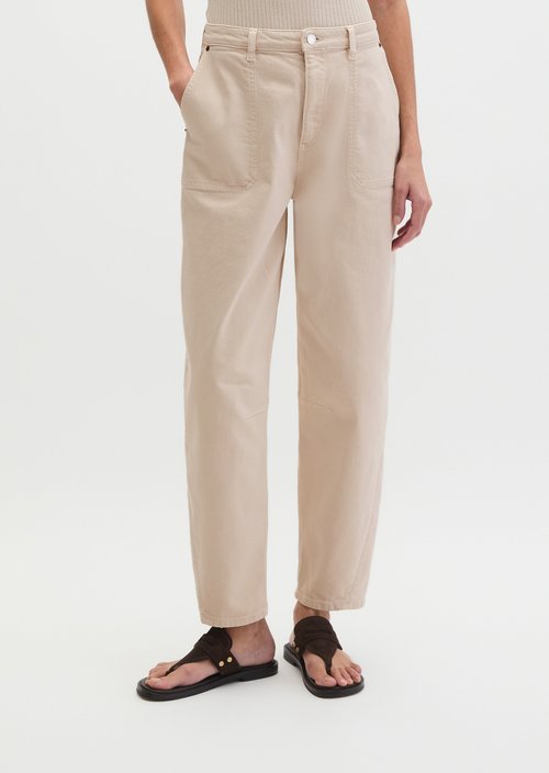Pants model Lara barrel cropped — Grey Silk