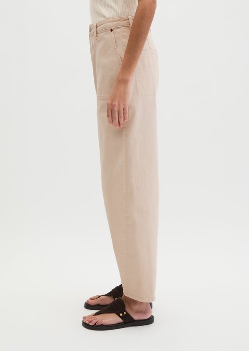 Pants model Lara barrel cropped — Grey Silk