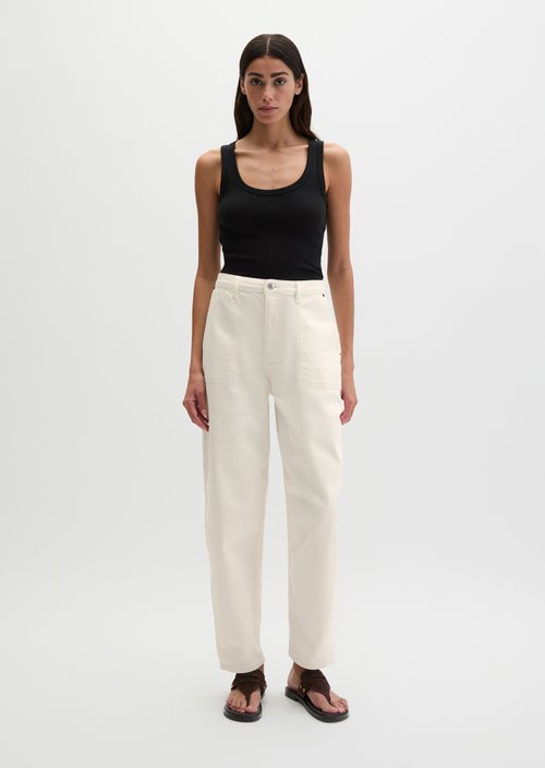 Pants model Lara barrel cropped — Grey White