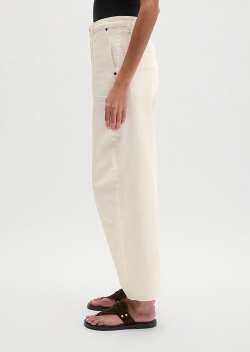 Pants model Lara barrel cropped — Grey White