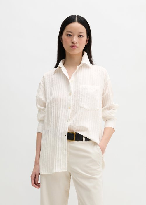 Boyfriend blouse loose — Grey White
