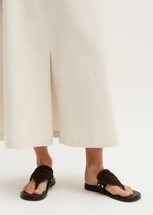 Calf-length skirt flared — Grey Silk