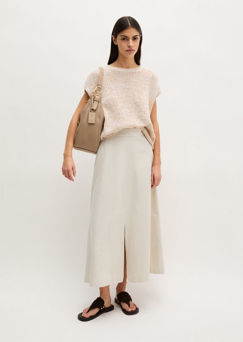 Calf-length skirt flared — Grey Silk