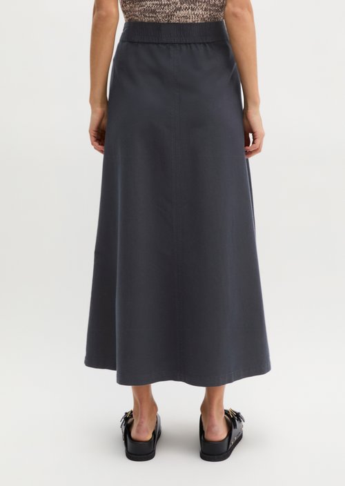 Calf-length skirt flared — Deep Night Blue