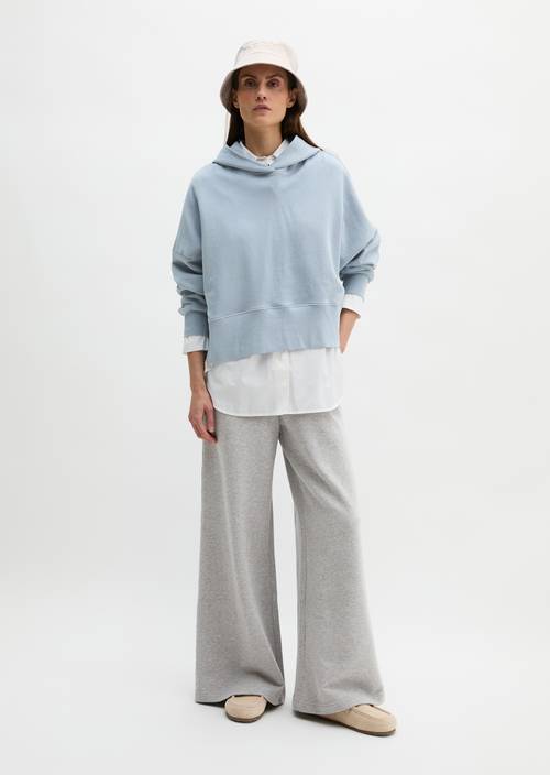 Felpa con cappuccio rilassata tinta in capo Grey Horizon in vista frontale